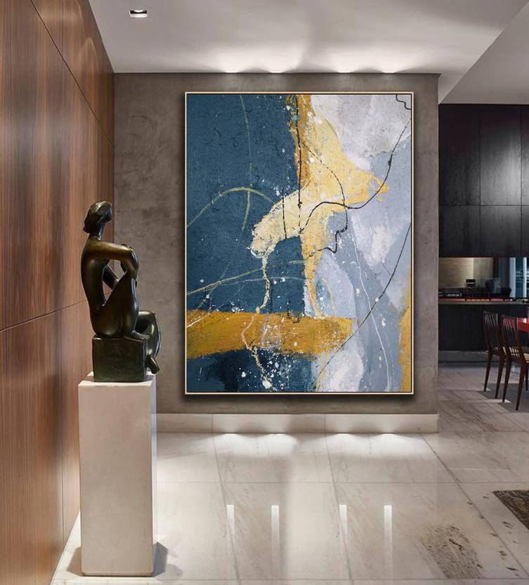 Hallway Original Gray Minimalist Abstract Canvas Wall Art 01FUM
